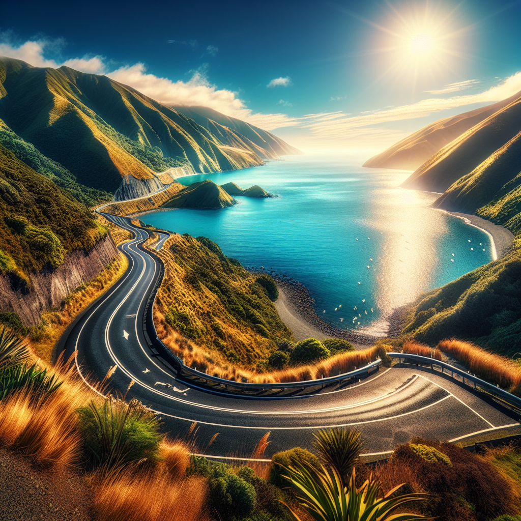 Coastal road view in Akaroa