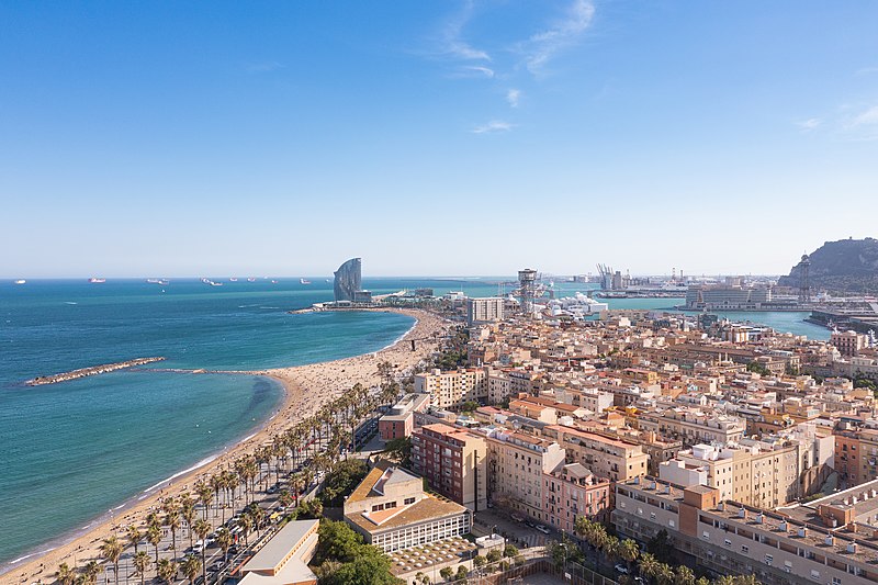 Barceloneta, the most famous beach in Barcelona.