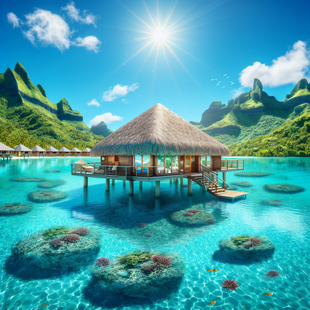 Luxurious overwater bungalow in Bora Bora.