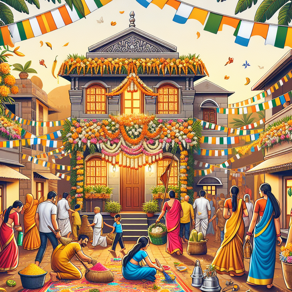 Gudi Padwa decorations with vibrant colors.