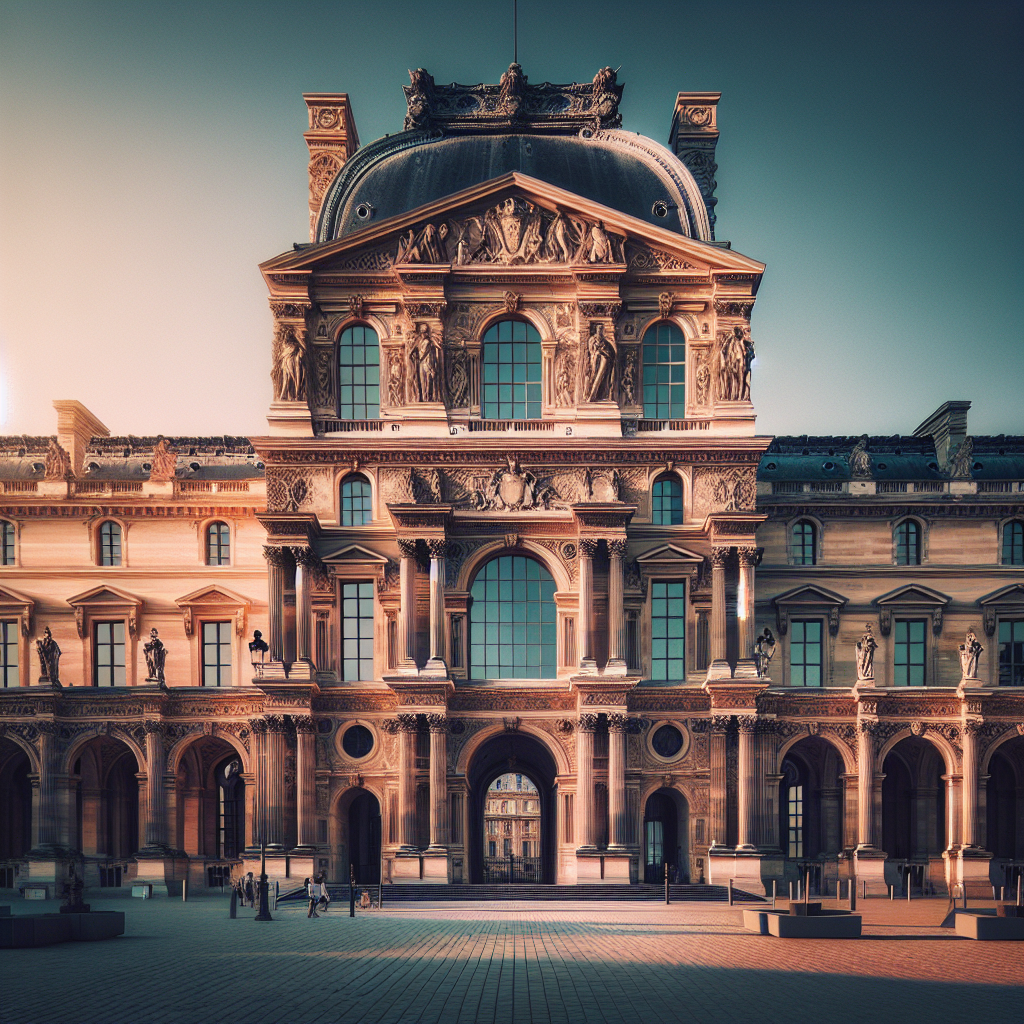 The stunning exterior of the Louvre Museum.