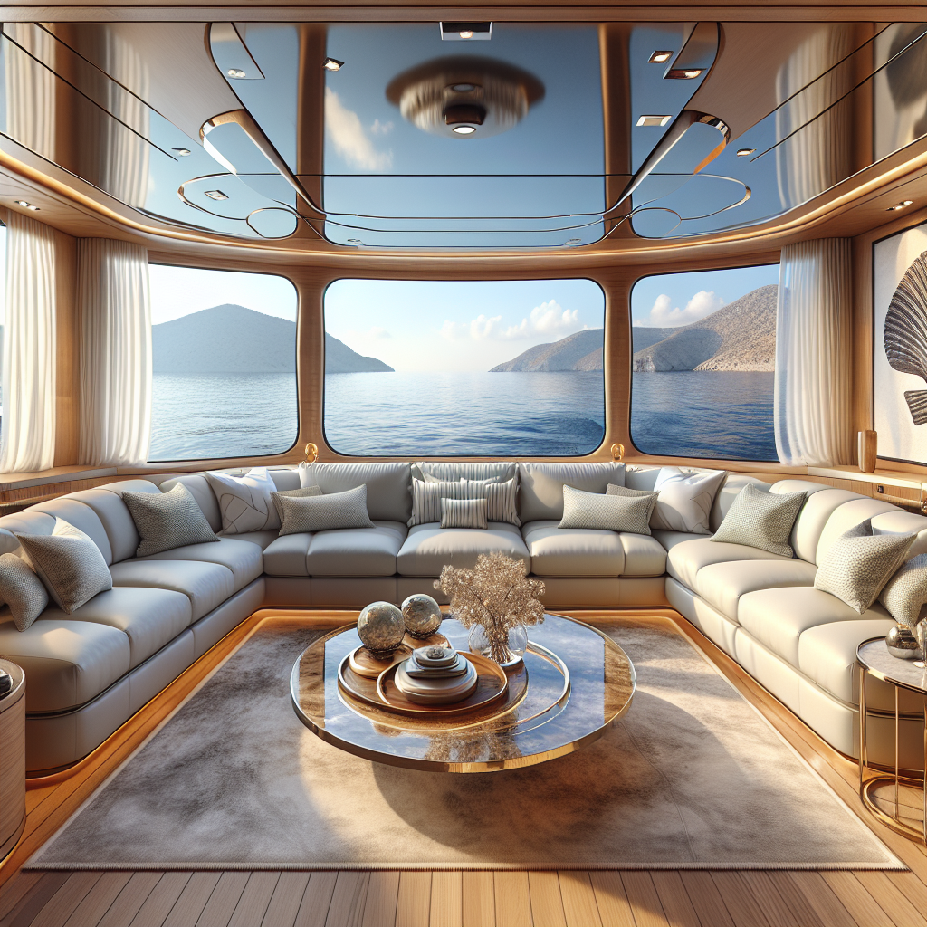 The luxurious interior of a modern yacht.